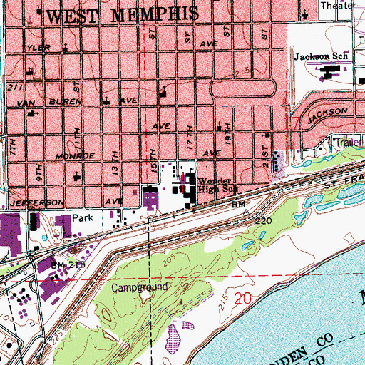 Topographic Map of Wonder Junior High School, AR