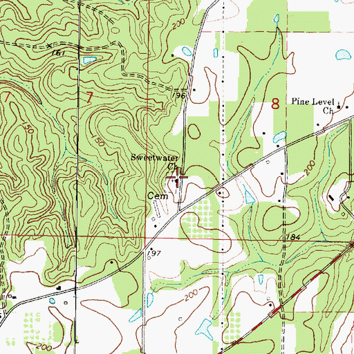 Topographic Map of Sweetwater Church, MS