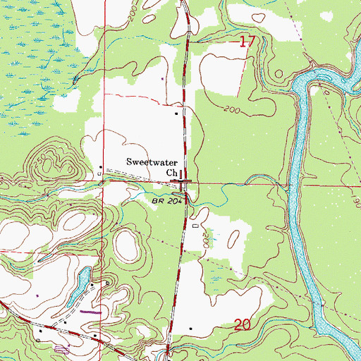 Topographic Map of Sweetwater Church, MS