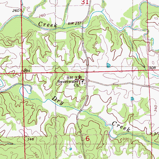 Topographic Map of Sweetwater Church, MS