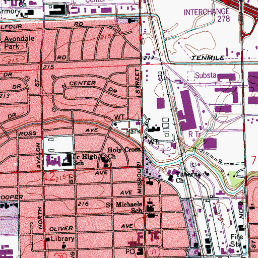 Topographic Map of Worthington Park, AR