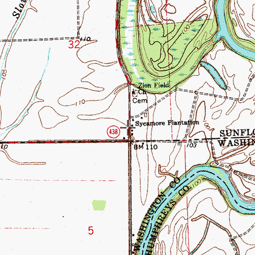Topographic Map of Sycamore Plantation, MS