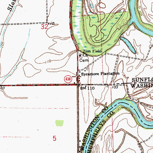 Topographic Map of Sycamore Plantation, MS