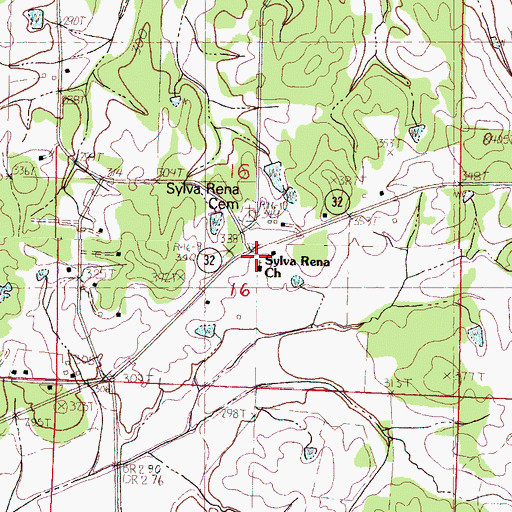 Topographic Map of Sylva Rena Cemetery, MS