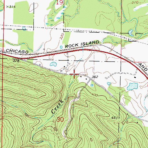 Topographic Map of Achmun Creek Bridge, AR