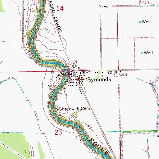 Topographic Map of Symonds, MS
