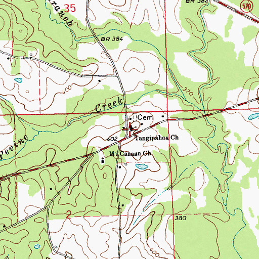 Topographic Map of Tangipahoa Baptist Church, MS