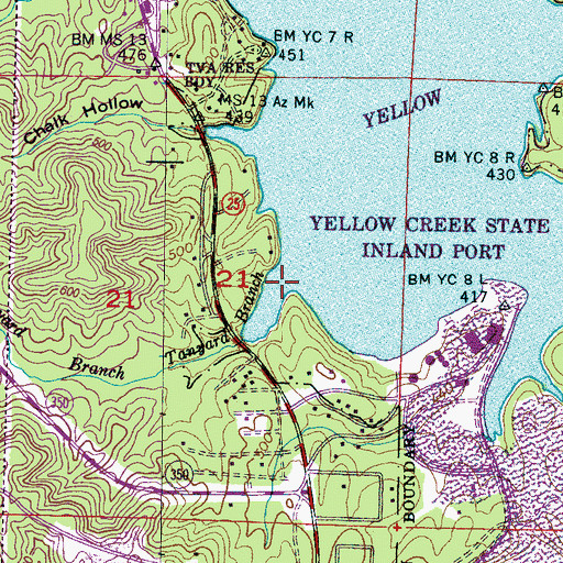 Topographic Map of Tanyard Branch, MS