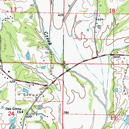 Topographic Map of Tarlechia Creek, MS