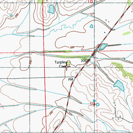 Topographic Map of Tarpley Cemetery, MS