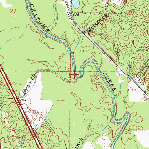 Topographic Map of Taylor Branch, MS