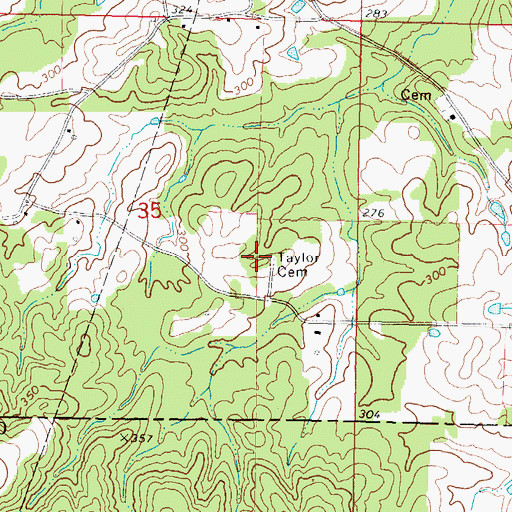 Topographic Map of Taylor Cemetery, MS