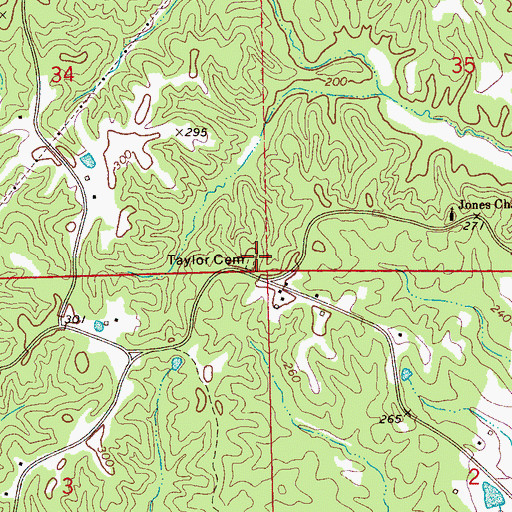 Topographic Map of Taylor Cemetery, MS