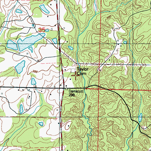 Topographic Map of Taylor Cemetery, MS