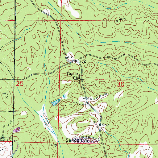 Topographic Map of Taylor Church, MS