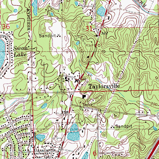 Topographic Map of Taylorsville, MS