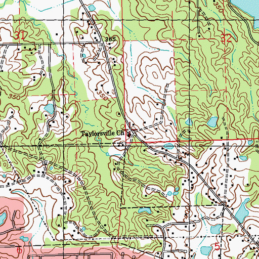 Topographic Map of Taylorsville Church, MS