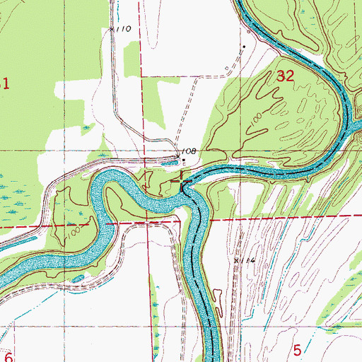 Topographic Map of Tchula Lake, MS