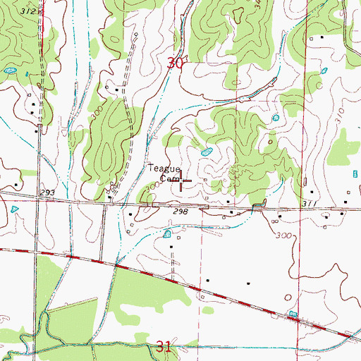Topographic Map of Teague Cemetery, MS