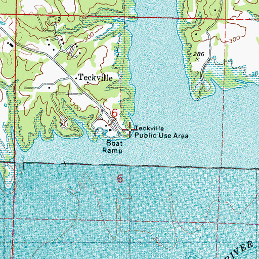 Topographic Map of Teckville Public Use Area, MS