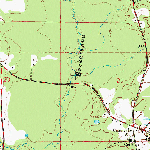 Topographic Map of Tedder Branch, MS