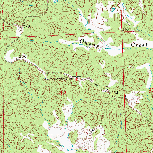 Topographic Map of Templeton Cemetery, MS