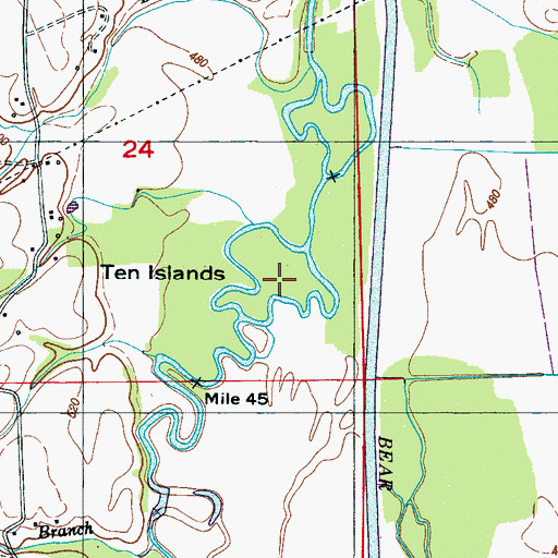 Topographic Map of Ten Island, MS