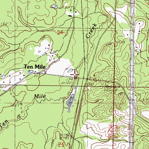 Topographic Map of Ten Mile, MS