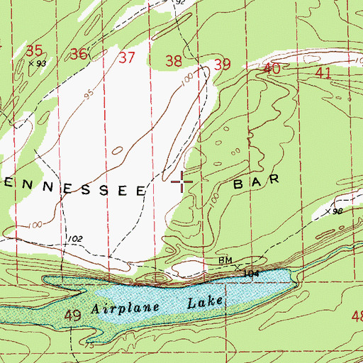 Topographic Map of Tennessee Bar, MS