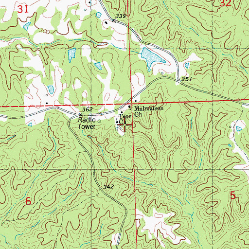 Topographic Map of Teoc Cemetery, MS