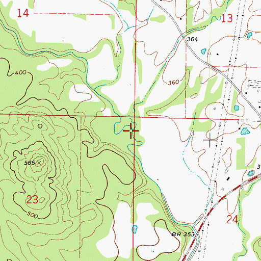 Topographic Map of Carter Branch, AR