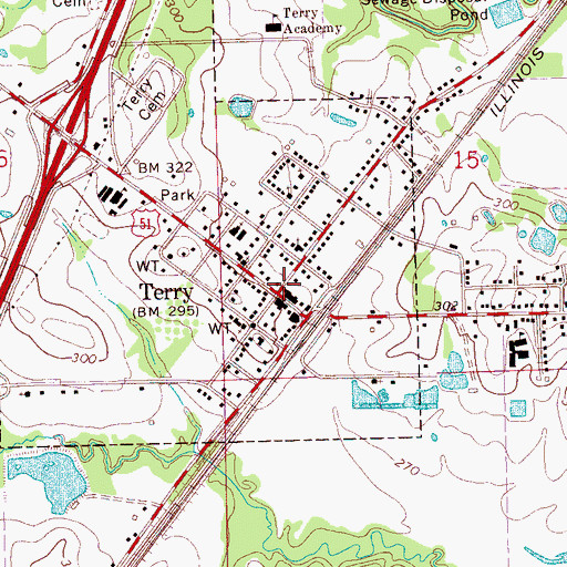 Topographic Map of Terry, MS