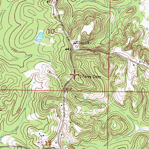 Topographic Map of Terry Cemetery, MS