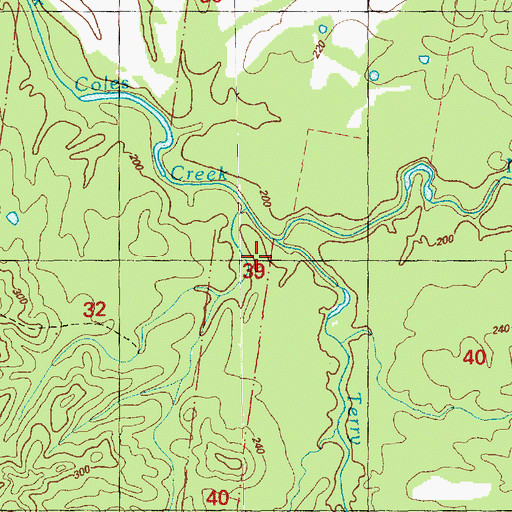 Topographic Map of Terry Creek, MS