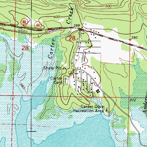 Topographic Map of Carters Chapel (historical), AR