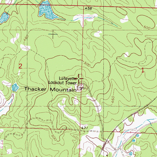 Topographic Map of Thacker Mountain, MS