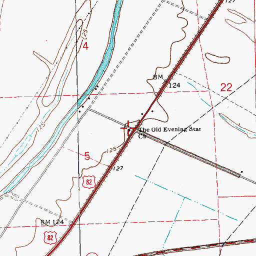 Topographic Map of The Old Evening Star Church, MS