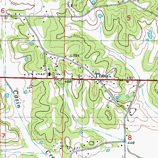 Topographic Map of Theo, MS
