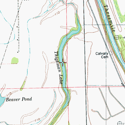 Topographic Map of Thighman Lake, MS