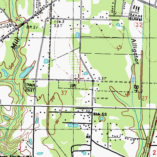 Topographic Map of Thigpen Cemetery, MS