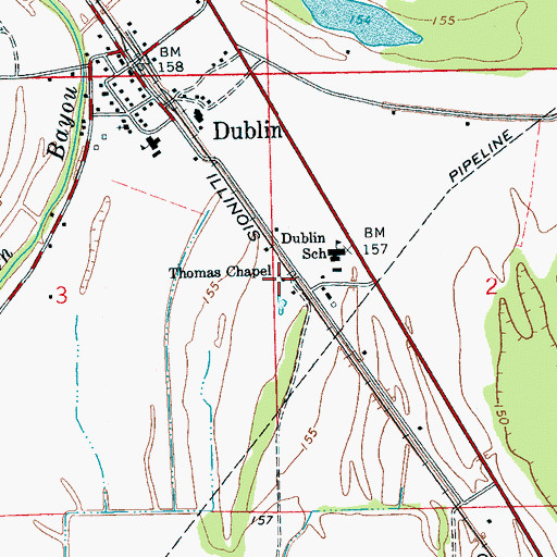 Topographic Map of Thomas Chapel, MS