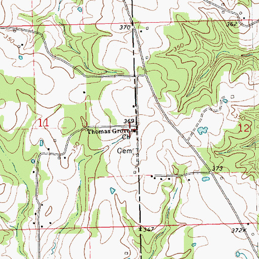 Topographic Map of Thomas Grove Church, MS