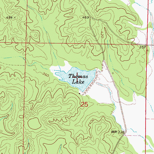 Topographic Map of Thomas Lake, MS