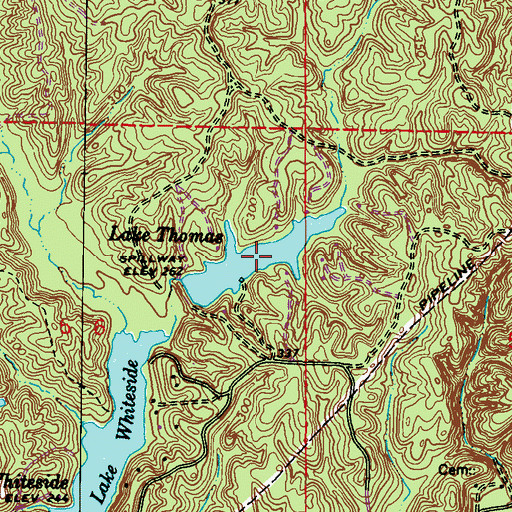 Topographic Map of Lake Thomas, MS