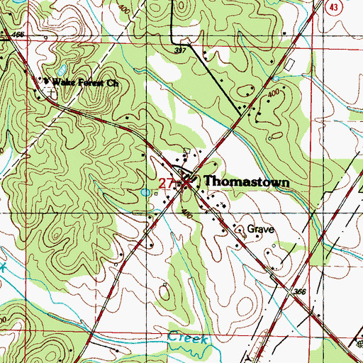 Topographic Map of Thomastown, MS