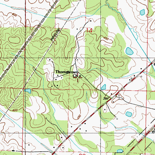 Topographic Map of Thomastown Church, MS