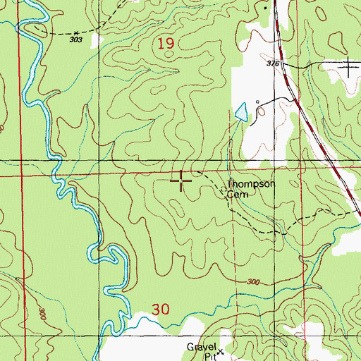 Topographic Map of Thompson Cemetery, MS