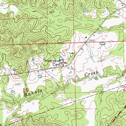 Topographic Map of Thompson Cemetery, MS