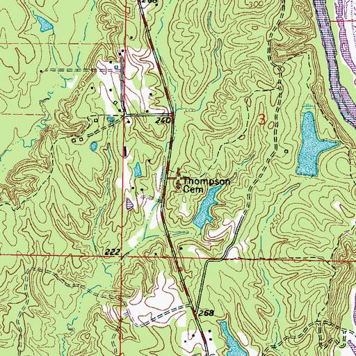 Topographic Map of Thompson Cemetery, MS