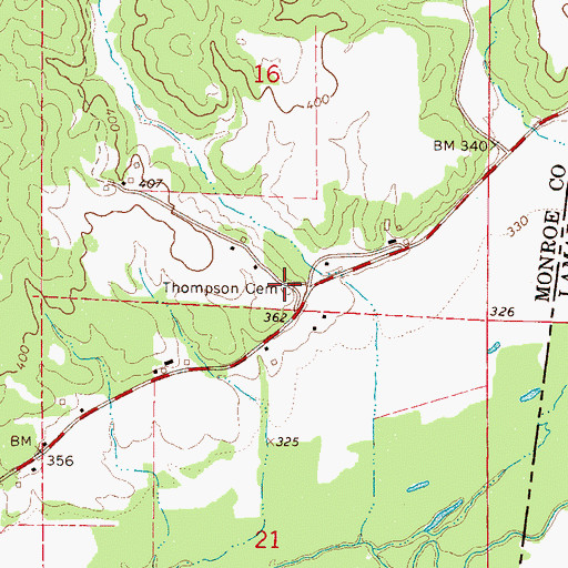Topographic Map of Thompson Cemetery, MS